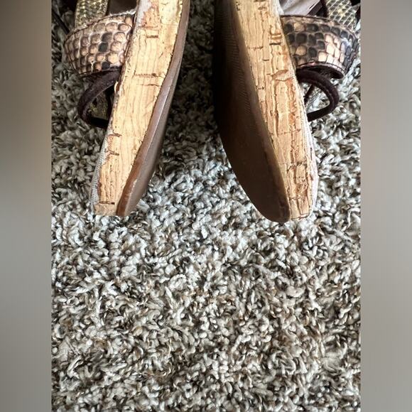 Prada Snake print strappy sandals cork wedge size 38.5 Chic Mob Wife - Picture 8 of 15